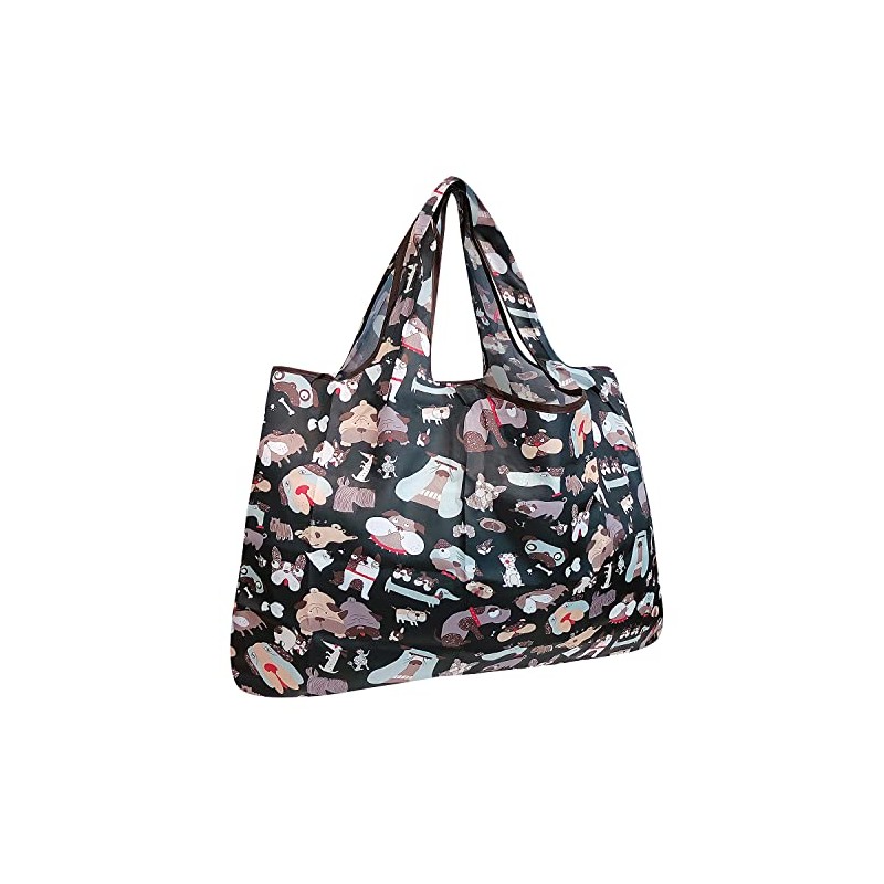 Allydrew - Bolsa de comestibles reutilizable, Perros negros, Large, 1