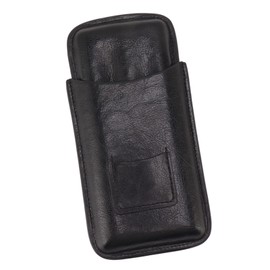 Vcedas Leather Cigar Case, Portable 3 Finger Cigar Humidor Carrying Case with Cutter Bag for Cigar Lovers, black