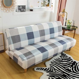 Stretch Sofa Slipcover Armless Futon Cover Printed Fitted Furniture Protector Elastic Polyester Spandex Washable Armless Sofa Cover Folding Couch Shield Sofa Cover (Printed-035, Futon(Fit most size))