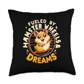 Fueled By Hamster Wheels Dreams Hamster Lover Pet Rodent Throw Pillow