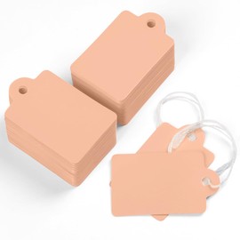 Uniclife 200 Pcs Price Tags with String Attached 1.38" x 0.87" Writable Orange Hang Tags String Tag for Pricing Clothing Jewelry Price Display Labels Blank Merchandise Marking Paper Tag