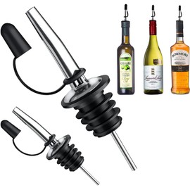 Pafusen 6 Pack Liquor Bottle Pourers, Liquor Pour Spout for Liquor Bottles, Stainless Steel Olive oil Dispenser Spout, Alcohol Pourer Spouts Dust Caps Covers Fixed, Sliver