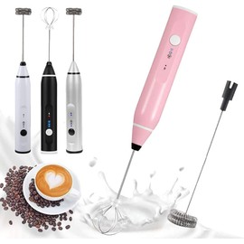 Milk Frother Handheld Foam Maker USB Rechargeable Coffee Frother with 2 Stainless whisks，3-Speed Adjustable Mini Blender for Cappuccino, Latte, Bulletproof Coffee, Egg Mix, Keto Diet, Hot Chocolate