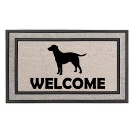 Daylor Outdoor Indoor Doormat 18" x 30" Gray/Beige/Black Rubber Backed Door Mat Welcome Lab Labrador Retriever