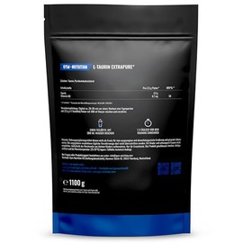 Gym Nutrition Premium Taurin Pulver - 1100g (1,1KG) - Optimale L?slichkeit - Vegan - Rein & ohne Zus?tze - Laborgeprfte Qualit?t - L-Taurin Aminos?ure aus Deutschland - Gym Nutrition