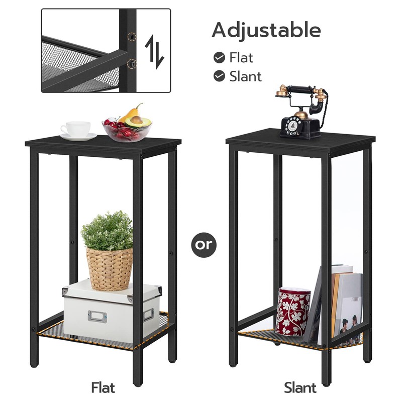 HOOBRO Tall Side Table, Industrial End Telephone Table with Adjustable