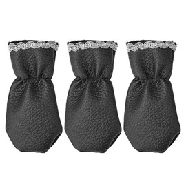 Musiin Piano Accessory PU Leather Black with Silver Edge Piano Pedal Cover Footrest Pedal Protection Cover Electric Piano Pedal Cover Foot Pedal Cover (Set of Three)