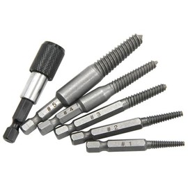 6-Piece Reverse Tap Screw Extractor Set for Removing Broken Bolts and Screws, High Hardness, with Rear Remover, Fine Thread