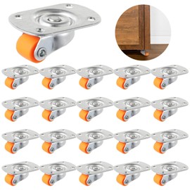 Mini Swivel Caster Wheels, 360 Rotatable, 20 PCS 0.47'' Self-Adhesive Wheels with Mounting Screws for Storage Boxes, Furniture, Trash Cans, Small Appliances