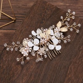FRCOLOR Peineta De Boda Con Hojas Doradas Y Flores Para Novia Tocado Ligero Elegante Accesorio Para El Cabello En Bodas Y Fiestas