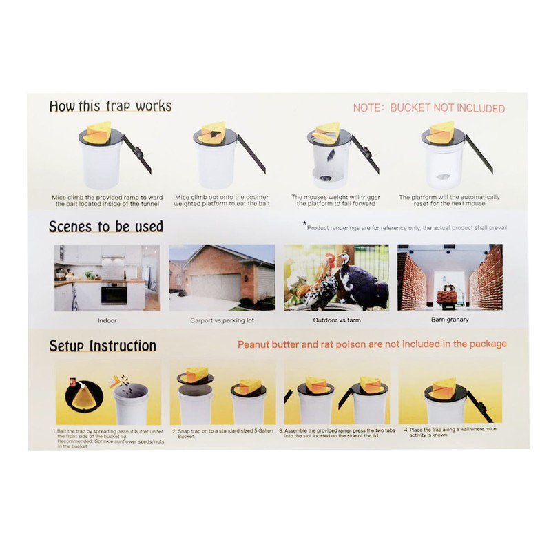 Slip Lid Mouse Trap Automatic Reset Reusable Cheese Shape Detachable