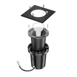 ledscom.de Recessed Floor Light RELI for Outdoor use, IP67, Black, Angular, 11 x 11cm, 1x GU10 max. 15W