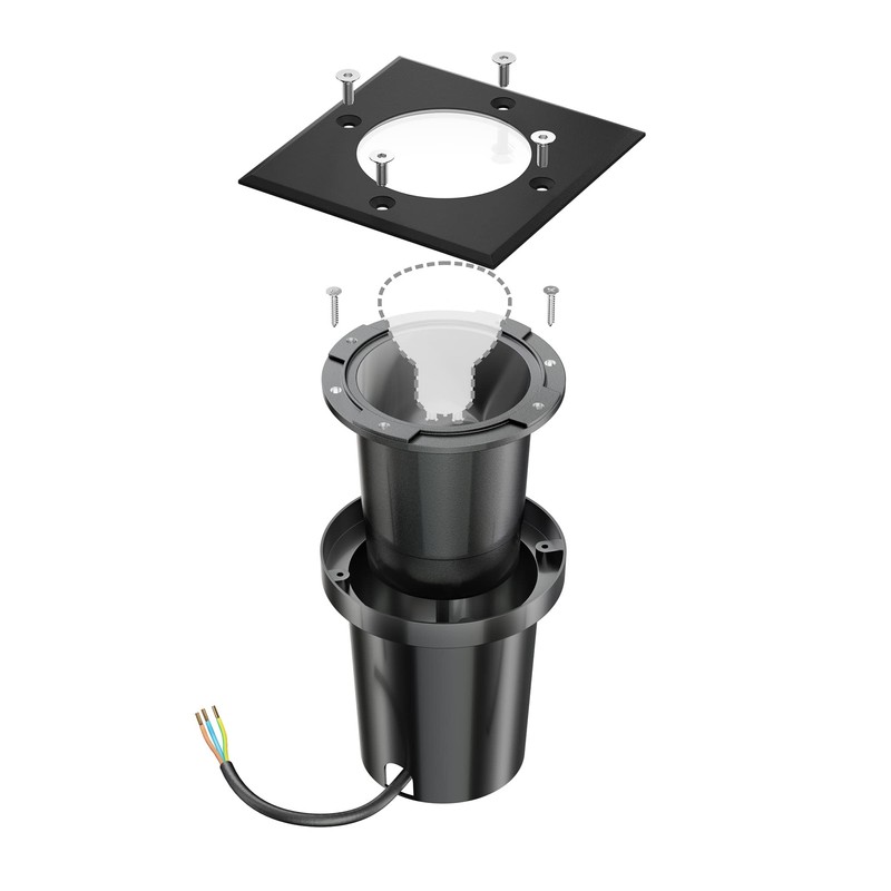 ledscom.de Recessed Floor Light RELI for Outdoor use, IP67, Black,