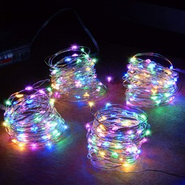 Abkshine 4-Pack 50 LEDs Multicolored Christmas Fairy Lights, Battery Operated Mini LED String Lights for Bedroom/Christmas/Parties/Wedding(Set of 4, Multi-Color)