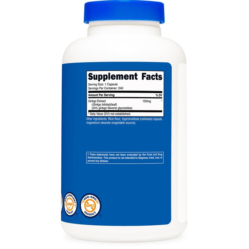 Nutricost Ginkgo Biloba 120mg, 240 Capsules - Extra Strength Ginkgo