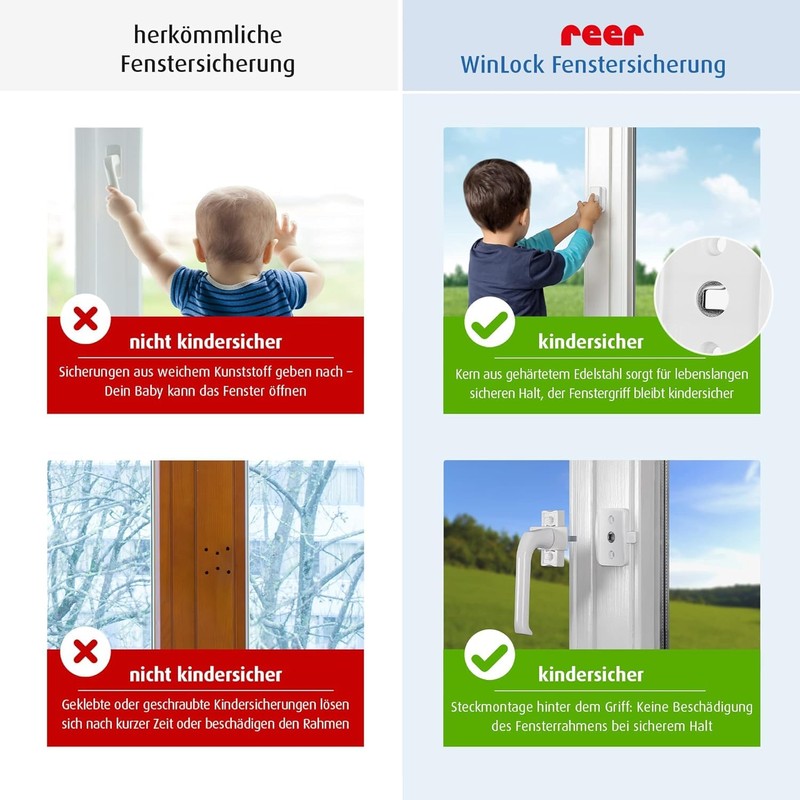 reer WinLock Fenster- und Balkontürsicherung, vom schwäbischen Kinder-Sicherheits-Experten, weiß