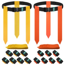 Hilhook Flag Football Belts, 14 Player Flag Football Set with 42 Flags for Kids Youth and Adults Training Equipment (Yellow and Orange)
