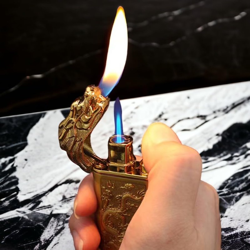 QFECT Torch Lighter, Windproof Double Flame Dragon Butane Lighter, Cool
