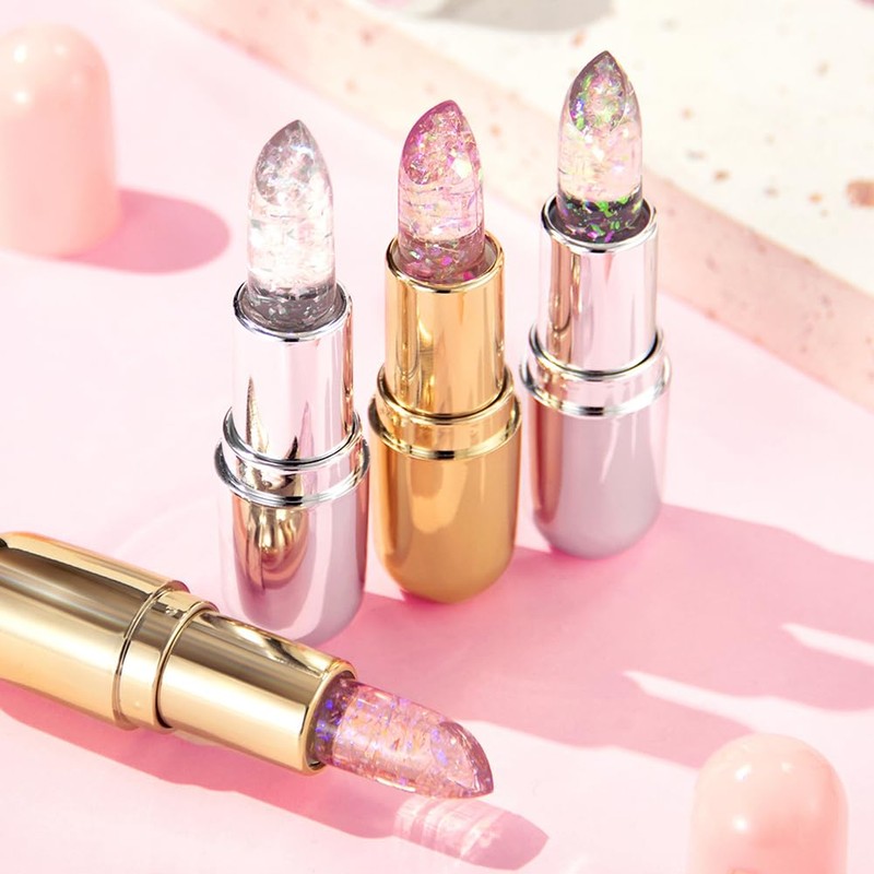 GECOMO Shiny Jelly Thermochromic Lipstick Moisturizing, Thinning Lip Lines, Prevents