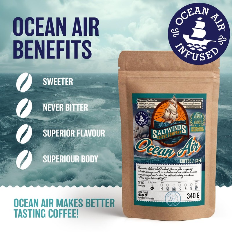 Ocean Air Whole Bean Coffee by Saltwinds Coffee Company (340g)