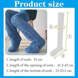 HBSFBH Plush Overknee Socks, Fluffy, Women's Plush Overknee Socks, Cuddly Socks, Long Leg Warmers, Women's Winter Warm Socks, Winter Warm Sleeping Socks, blue