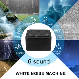 BIGMONAT White Noise Machine, Fast Sleep Machine, 6 Natural Soothing Sounds, Portable White Noise Machine, Suitable for Infants and Adults, Powered by AC Adapter (Included), Black