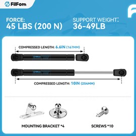 10 Inch 45Lbs/200N Gas Struts Springs Shocks Lift Support for Toolbox Lid RV Overhead Cabinet Door Pickup Truck Cap Tool Box Lid Toybox Boat Storage Lid Replacement Parts, Set of 2 by FilFom