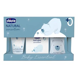 Chicco Set De Crema De Cuerpo, Shampoo Y Agua Perfumada Azul Claro