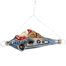 Glass 'Santa Claus in the Plane' Patinated