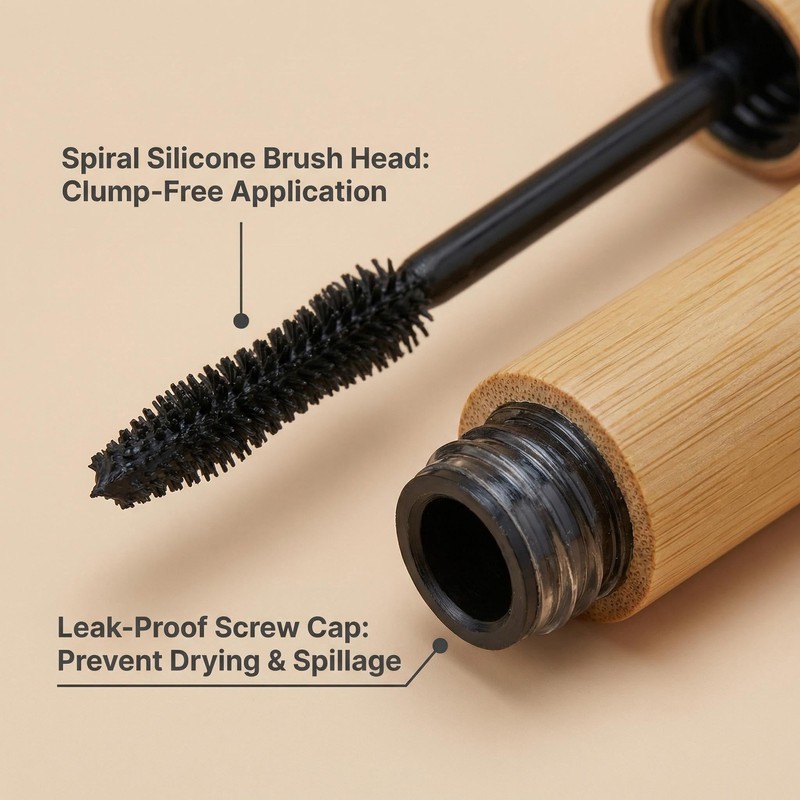 2Pcs Empty Bamboo Mascara Tubes, 6ml Refillable Cosmetic Bottles