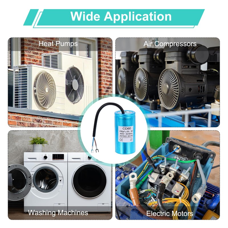 sourcing map CD60 Capacitor, 450V 200uF CD60 Motor Start Capacitor
