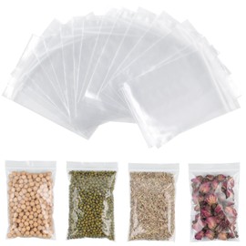 AiQInu Zip Bags Pressure Seal Set, Plastic Bags Sealable 8 x 12 cm, Pack of 100 Small Plastic Bags, Transparent Baggies, Resealable Bags
