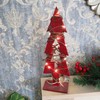 30cm Red Wooden LED Tree Tabletop Centrepiece Christmas Holiday Home