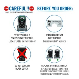 CONDOR 11KC2E Pressure Swtch, Dpst, 40 to 175 Psi, Stndrd