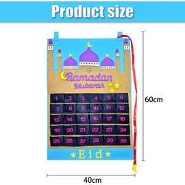 Ramadan Decorations Advent Calendar,1Pcs Eid Mubarak Decor Felt Countdown Until Eid Calendars 2024 Kids DIY Make Your Kids Ramadan Advent Calendar Gifts Crafts For Islam Table Home Reminder Ornament