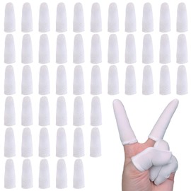 KDSSYFT White Cloth Finger Cover, Approx. 50 Pieces, Approx. 0.9 x 2.6 inches (2.3 x 6.5 cm), Hand Eczema, Crack Prevention, Ultra Thin, Skin Sensation, Fingertip Care, Stretchable, Breathable