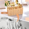 YBEATY Wicker Flatware Silverware Caddy, Plastic Woven Kitchen Cutlery Organizer
