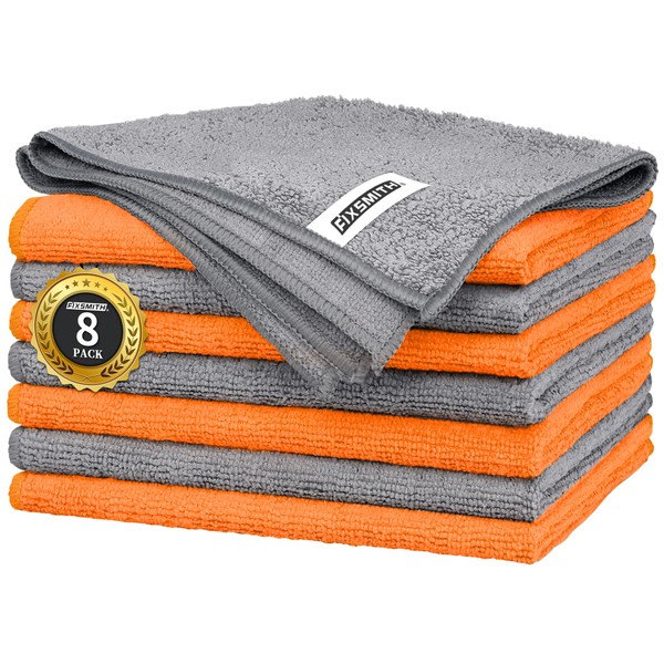 FIXSMITH Microfiber Cleaning Cloth -Pack of 8, Highly Absorbent Cleaning