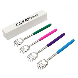 CERRXIAN Grandchild Hand Bear Claw Elastic Portable Stretch Bear Hand Stretch Grandchild Hand Stretch To reach itchy Spots Elastic Back Or Body Tickle, Made of Stainless Steel and Rubber Handles, 4 Colors (Red, Blue, Green, Purple)