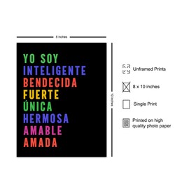 Decoracion Para Mujer y Ninos - Decoracion Para Sala - Afirmaciones Positivas - Spanish Classroom Decor - Decoracion de Pared- Inspirational positive Quotes, Kids, Women - Mexican Wall Art, Regalos