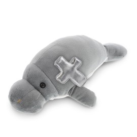 DolliBu Wild Collection Manatee Stuffed Animal with Silver Cross Plush - Religious Baptism Gifts for Boys and Girls, Dedication Christening Gifts Plush Prayer Toy Healing Teddy Bear - 9 Inches