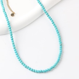 SIMPLÍ BASIC Natural Turquoise Healing Gemstone Necklace 4mm Bead | Purification of The Heart | Evil Eye Beads | Removes Negative Energy | Inc Gift Box