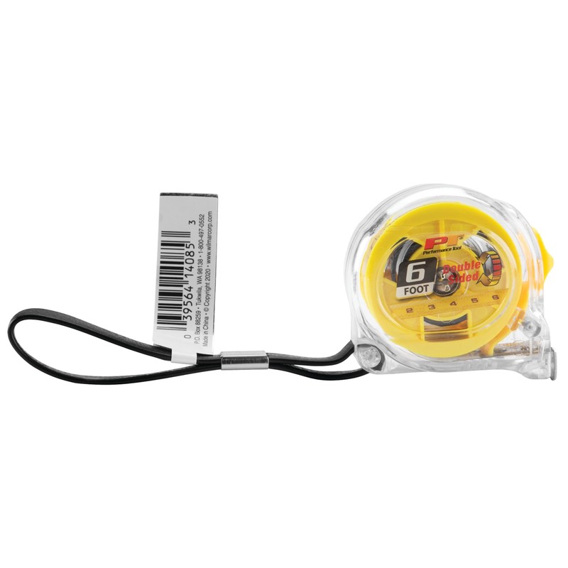 Performance Tool 20233 6' Clear Mini Tape Measure, SAE &