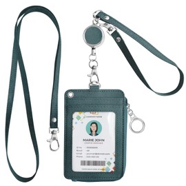 Commuter Pass Case with Reel, Women's, For Work or School, Thin, IC Card Holder, Vertical, Employee ID Card Case with Strap, Stores 5 Cards Simple Style