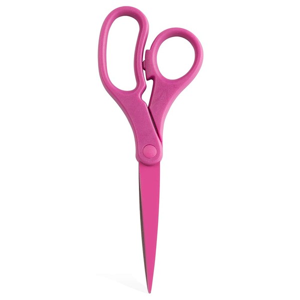 JAM PAPER Multi-Purpose Precision Scissors - 8 Inch - Fuchsia Pink - Ergonomic Handle & Stainless Steel Blades - Sold Individually