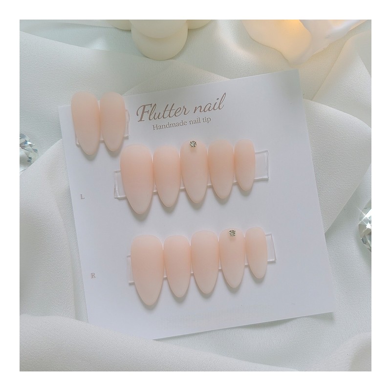 Baby Boomer Stone Handmade Nail Tips - Long Square /