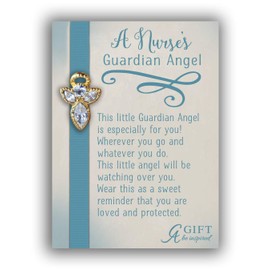 Cathedral Art (Abbey & CA Gift) Nurse Guardian Angel Pin, White, Sky Blue
