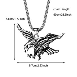 Kawailay Pack of 2 Eagle Necklaces Vintage Eagle Pendant Chain Rock Punk Hip Hop Chain Rapper Biker Cool Necklace for Men – Gold and Silver, Silver Gold