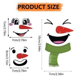GlyinnHe 60pcs Christmas Snowman Faces Stickers, Cute Snowman Face Decals Christmas Vinyl Glass Window Sticker for Xmas Art Wall Decor Fridge Wall Door Party Supplies Home Decoration