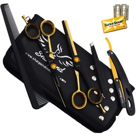 Professional Haircutting Scissors Kit – 6 inch Razor Edge Barber Scissor, Japanese Haircutting Scissors and Thinning Shears for Men, Women & Kids, Salon and Home Hair Cutting Set